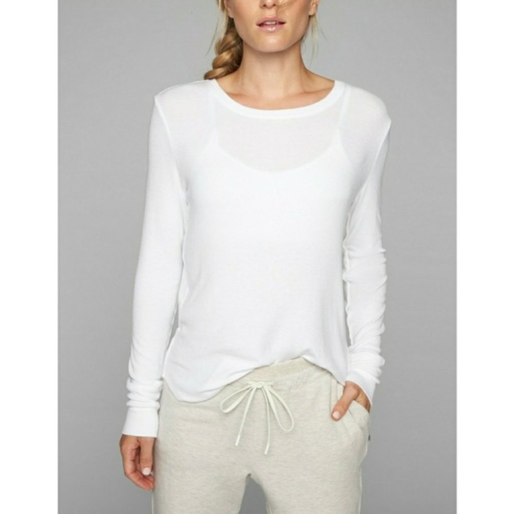 Athleta "revive" Long Sleeve White Tee Medium